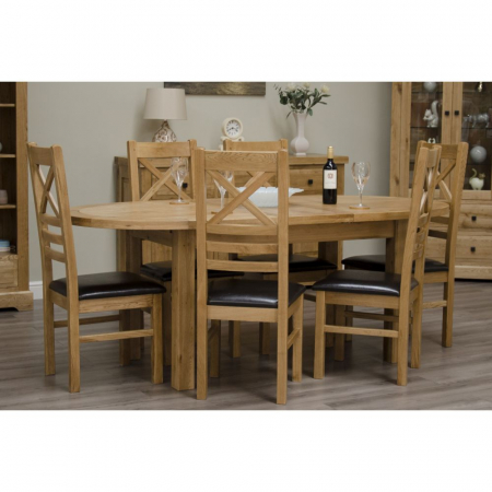 Deluxe Solid Oak Oval Extending Dining Table And Six Chairs